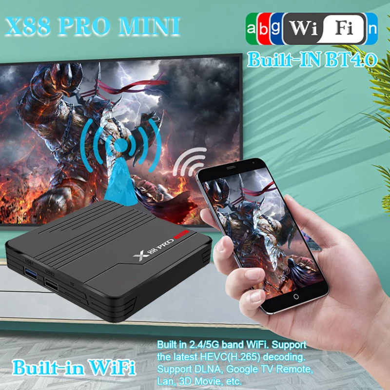 ТВ-приставка X88 PRO Mini S905X3 Android 9 0 Ott двойной Wi-Fi 2 4/5 8 ГГц 8K медиаплеер Ultra HD Google TV