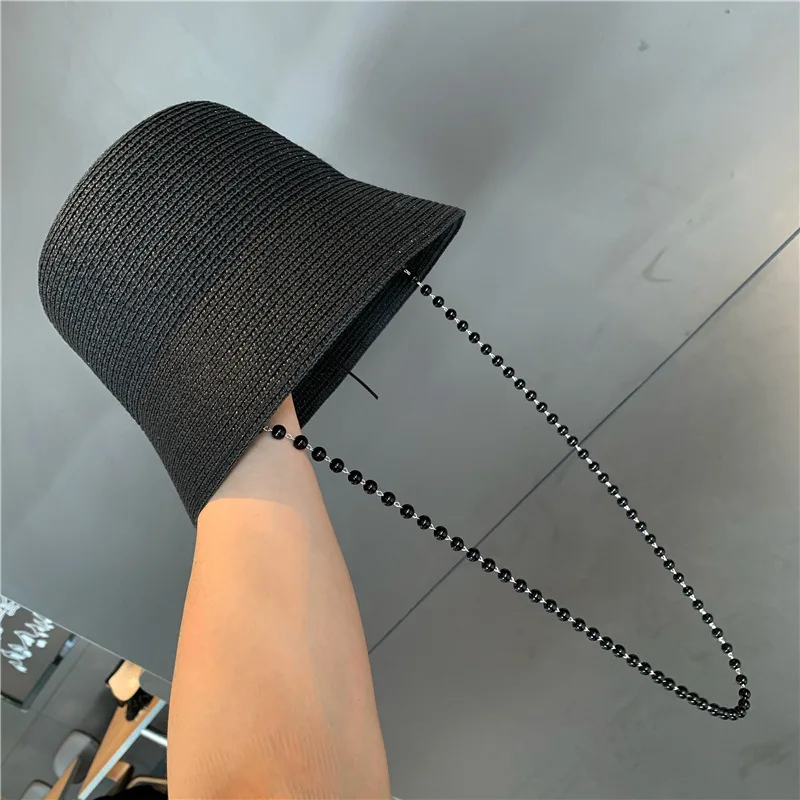 

202104-2508538 new summer paper pearl chain leisure lady bucket cap women fishermen hat