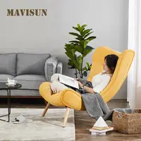 Upholstered High-Back Fabric Single Sofa Nordic Creative Bedroom Living Room Balcony Chair Small Apartment Leisure Furniture