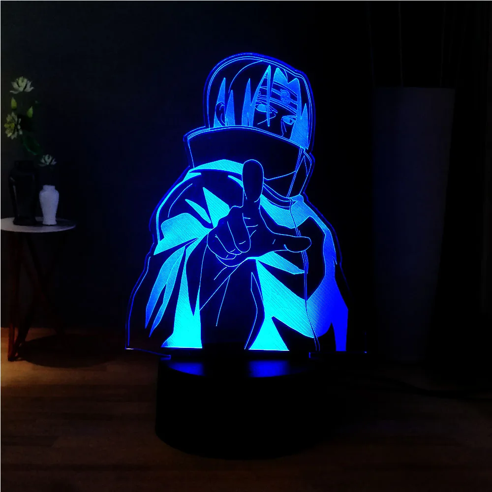 3D иллюзия светодиодный ночник Наруто Саскэ Утиха USB сенсорный пульт