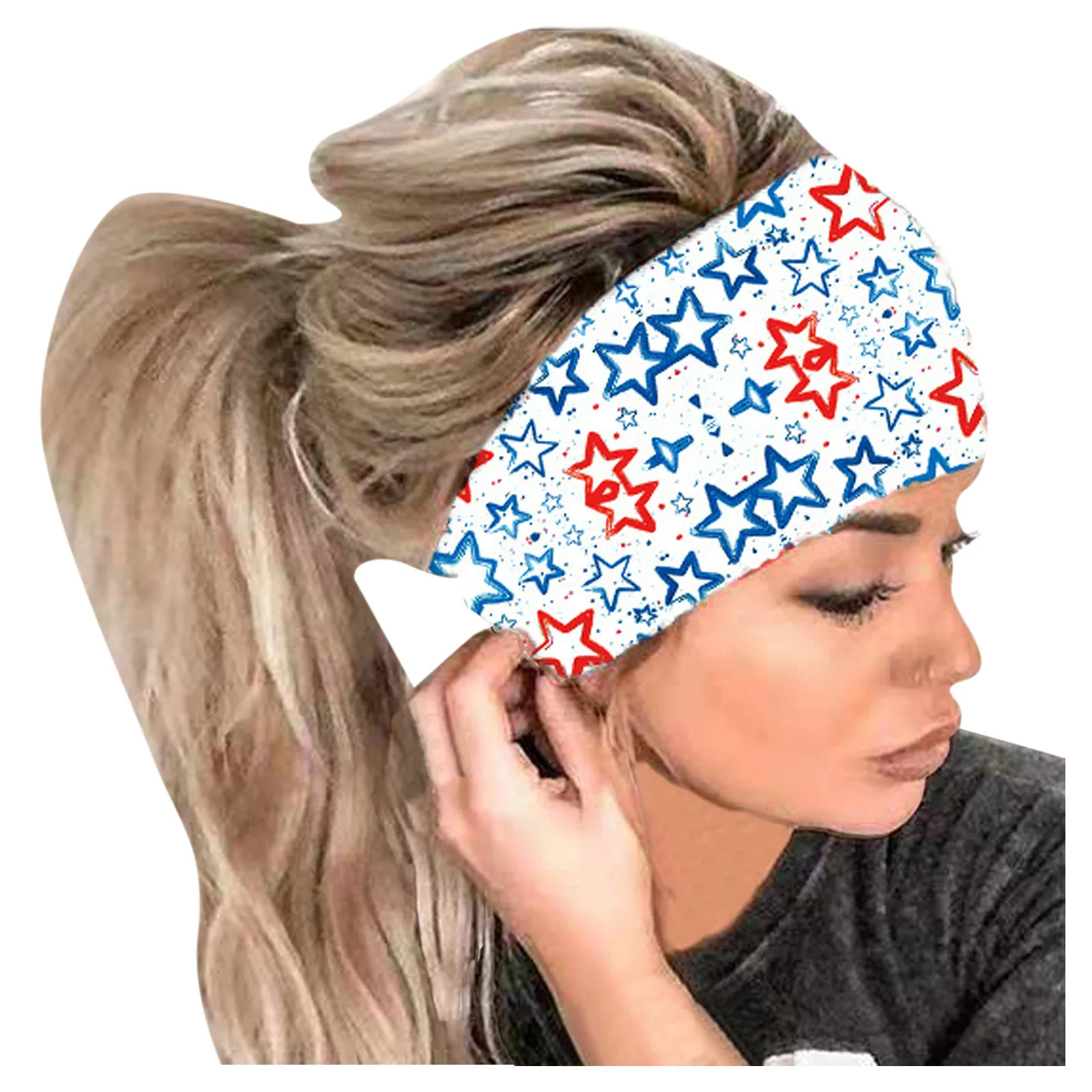 

3PC Star Print Women Headband Non-Slip Elastic Sport Colorful Ladies Headwear Simple Casual Outdoor Camping Travel Female Turban