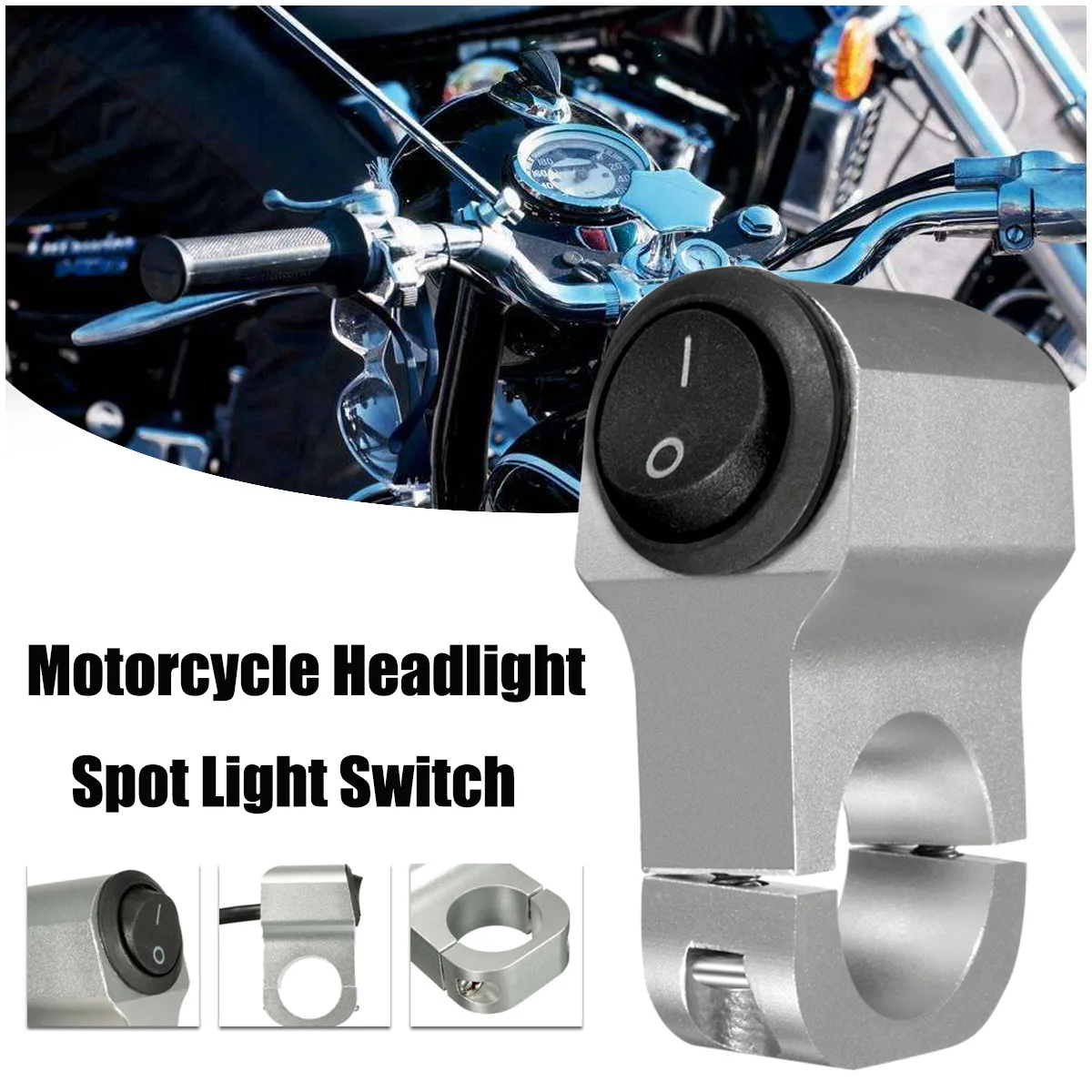 

12V 10A Universal Motorcycle Handbar Grip Fog Light Lamp Switch On/Off Aluminum Alloy