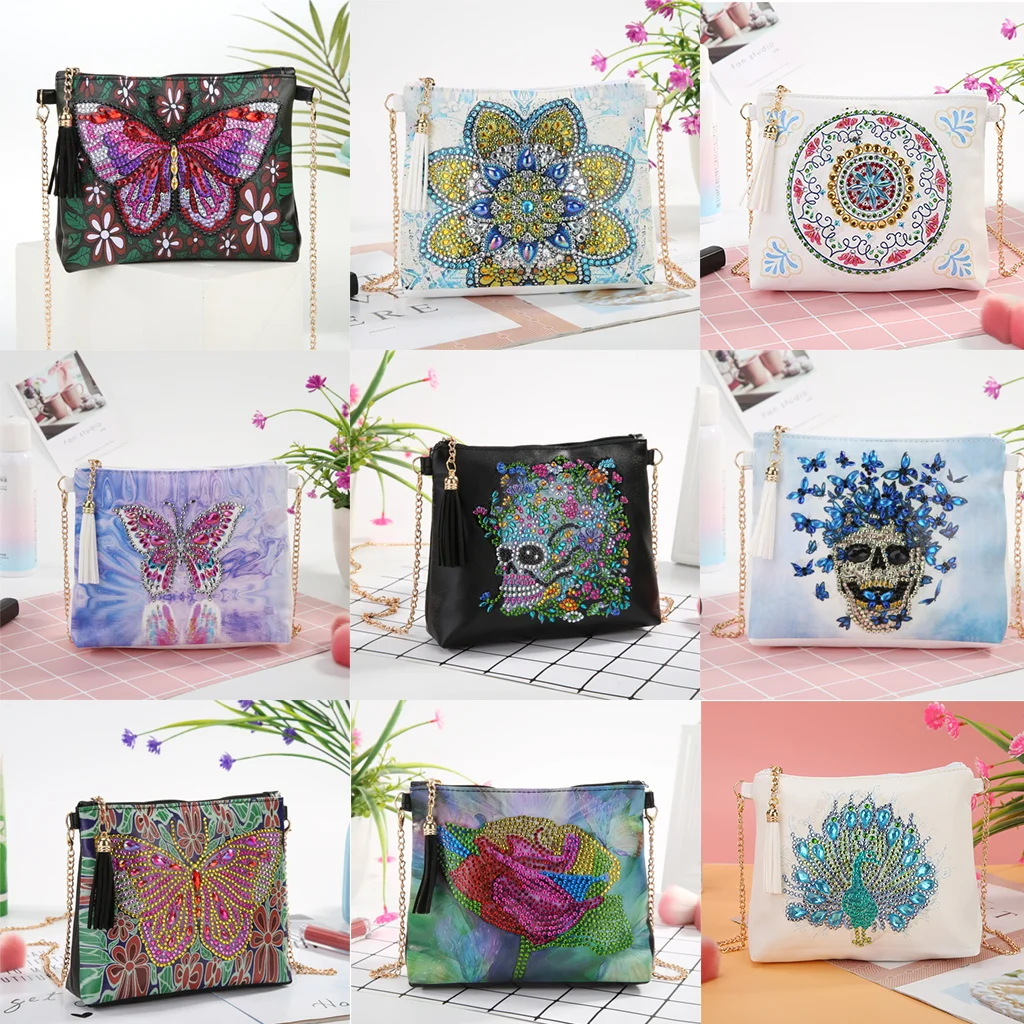 DIY 5D Diamond Painting Shoulder Bag Special Shaped Drill Cross Stitch Handbag Crossbody Wallet Embroidery for Girl Women Craft