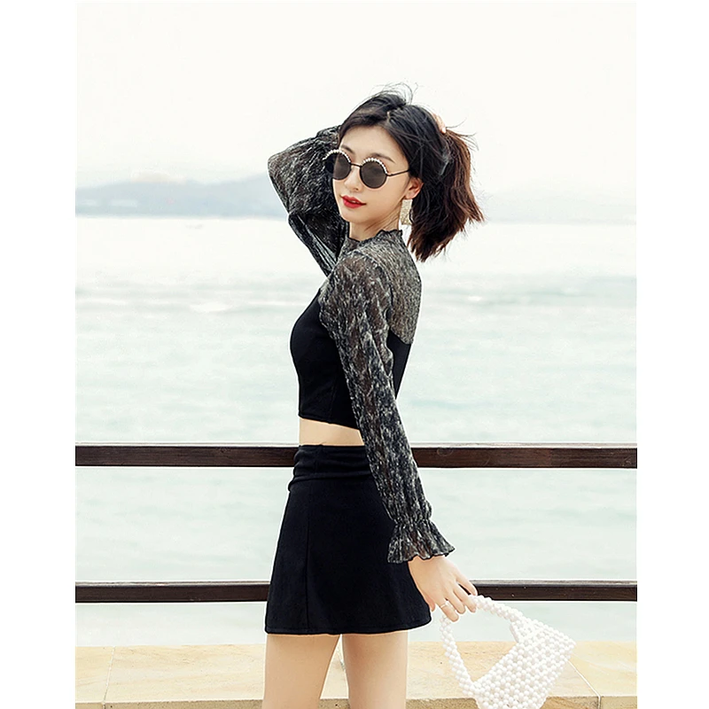 Женский купальник FGHFU с длинным рукавом новинка 2020 комплект из двух предметов