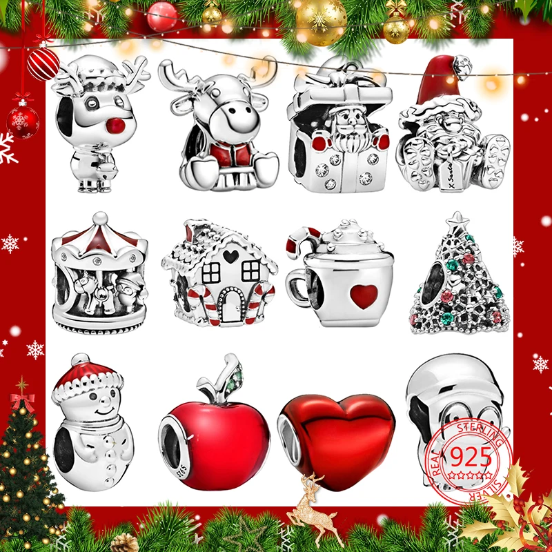 

New 925 Sterling Silver Christma series snowman Bead Charm Fit Original Pandora Bracelet For Women Birthday Fashion Jewelry Gift