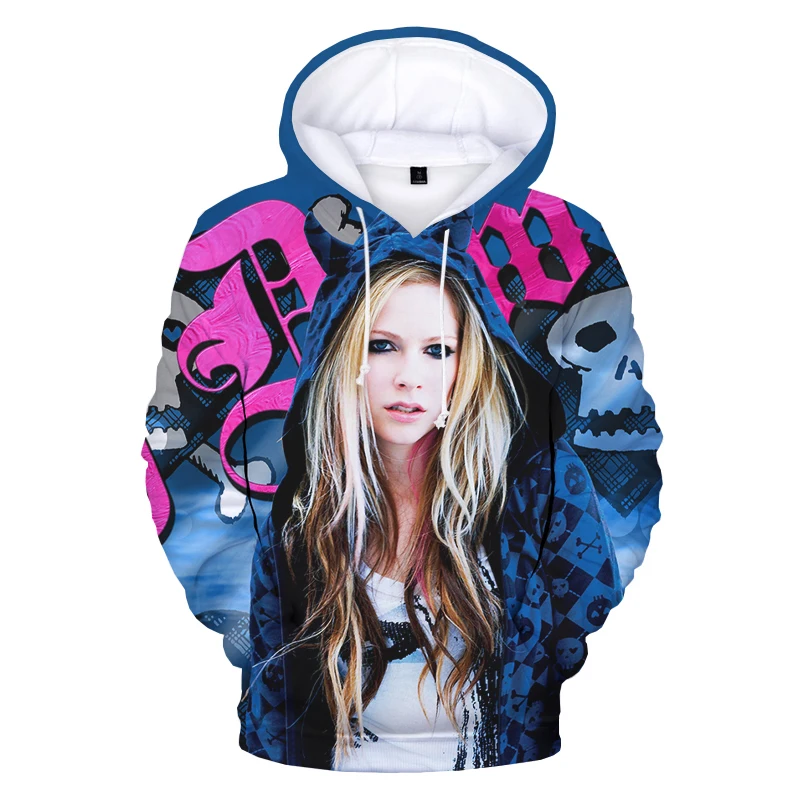 

2021 Newest American Singer 3D Printed Avril Lavigne Hoodies Women's O-Neck Hoodies Pop Music Long Sleeve Oversize Hoodies