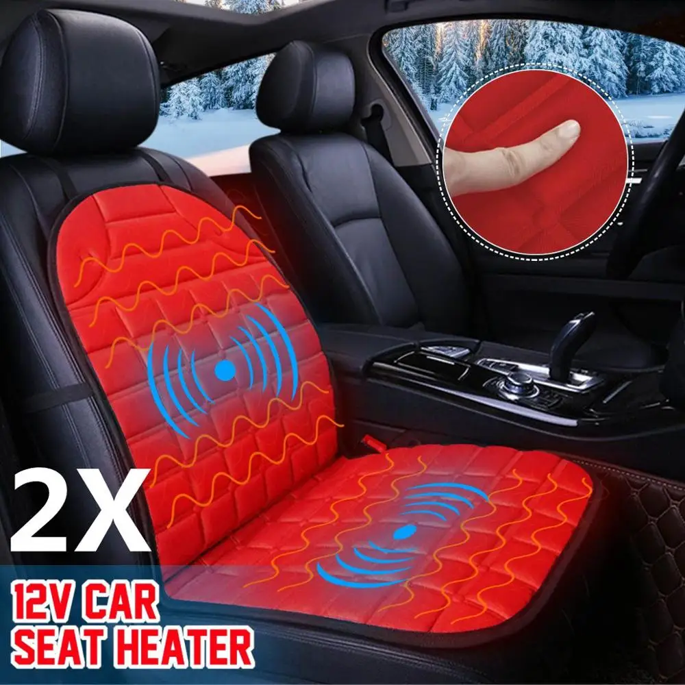 2PCS Red 12 В Unversal подогреваемый Чехол подушки сиденья автомобиля для зимы теплая зимняя Бытовая Подушка cardriver Подогрев сиденья Подушка для VW - Название цвета: 2PCS Red