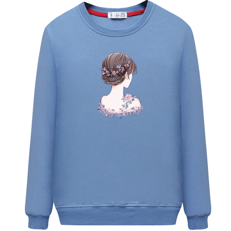 

Women Hooded Pretty Hoodeds O-Neck Long Sleeve Women Girl Pink Shirt color black