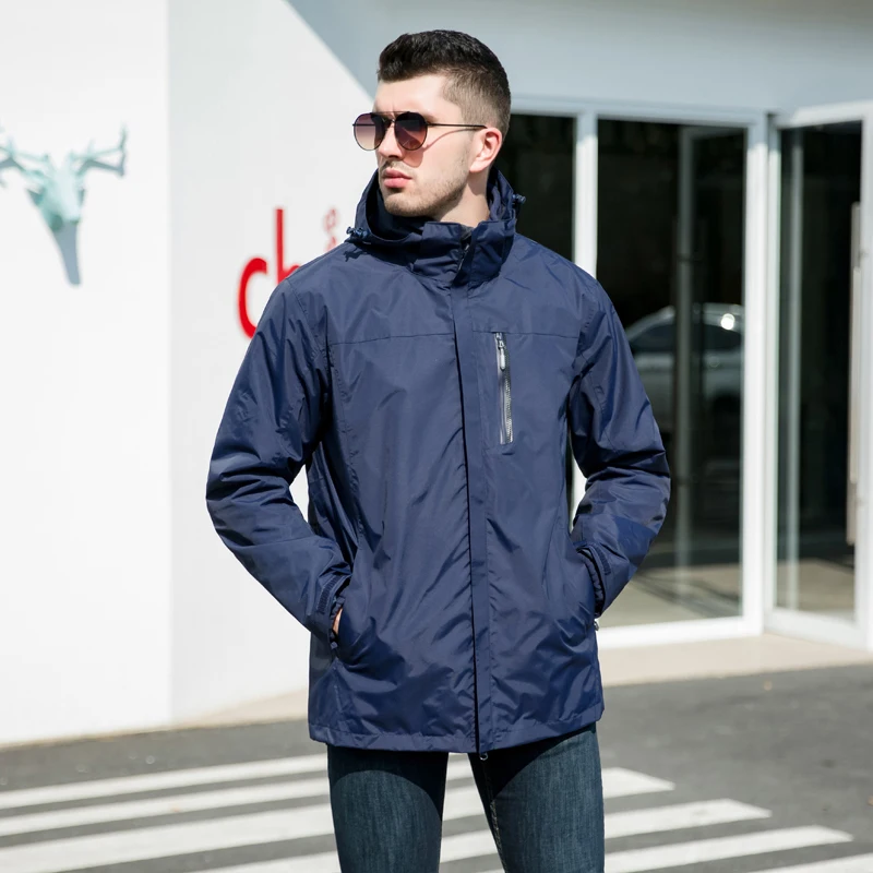 

Men Outdoor Jacket Thermal Windbreaker Waterproof Sports Removable Jacket Hiking Climbing Jacket Thermal 3 in 1 Couples Jacket