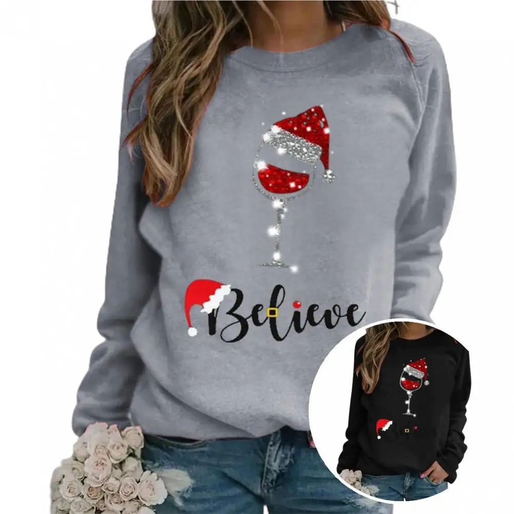 

Cold Resistant Lightweight Christmas Hat Letter Print Sweatshirt for Home