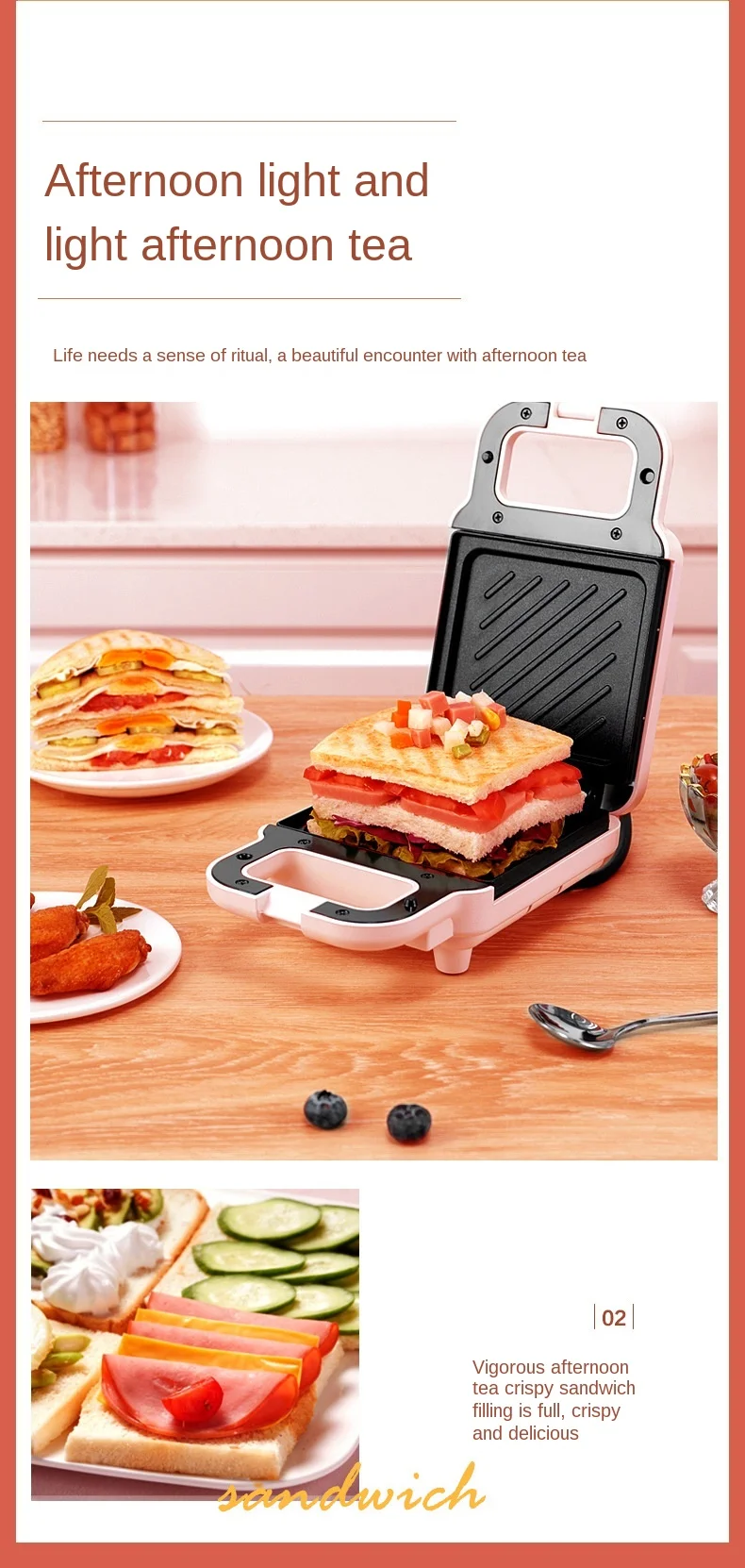 

Breakfast maker Toasts bread in a sandwich maker sandwich maker breakfast machine
