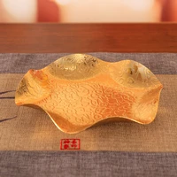 gold irregular shape snack tray candy dessert nuts plate metal dry fruits dishes home desktop serving snack plates decoration