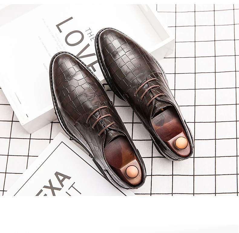 Men Dress Shoes Wedding Oxford Shoes Lace-Up high quality business Casual Shoes Mens Formal Shoes Flats Party Office Shoes 38-47