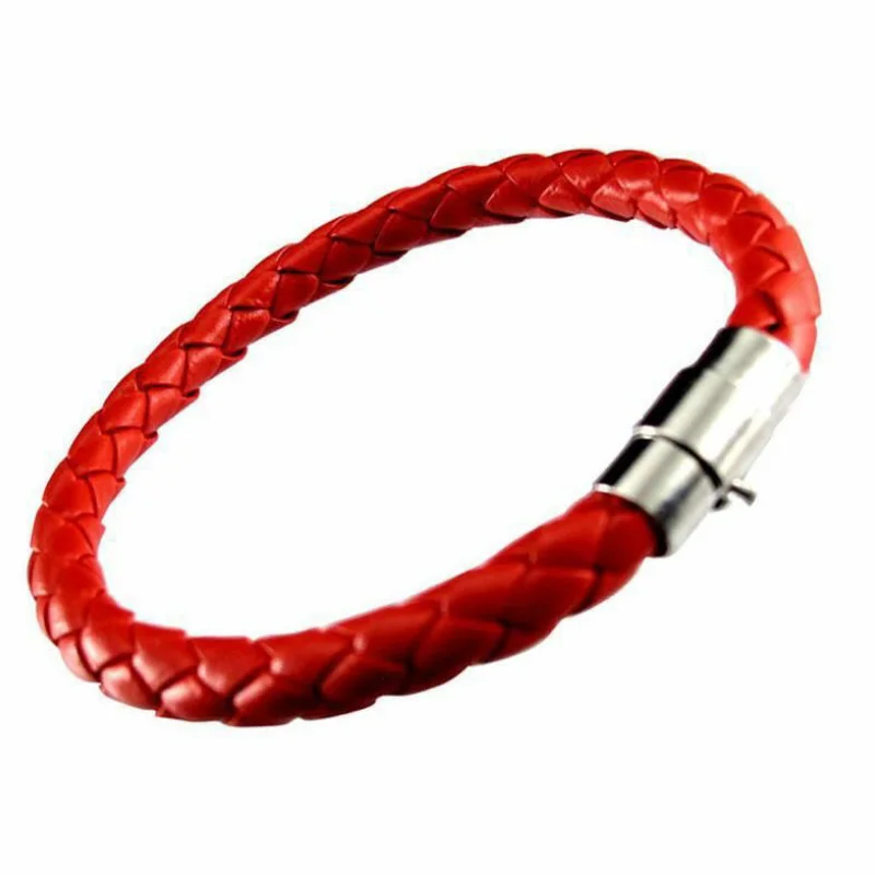 

Women's and men's women's braided leather steel magnetic buckle bracelet, anti-fatigue and decompression effect bracelet