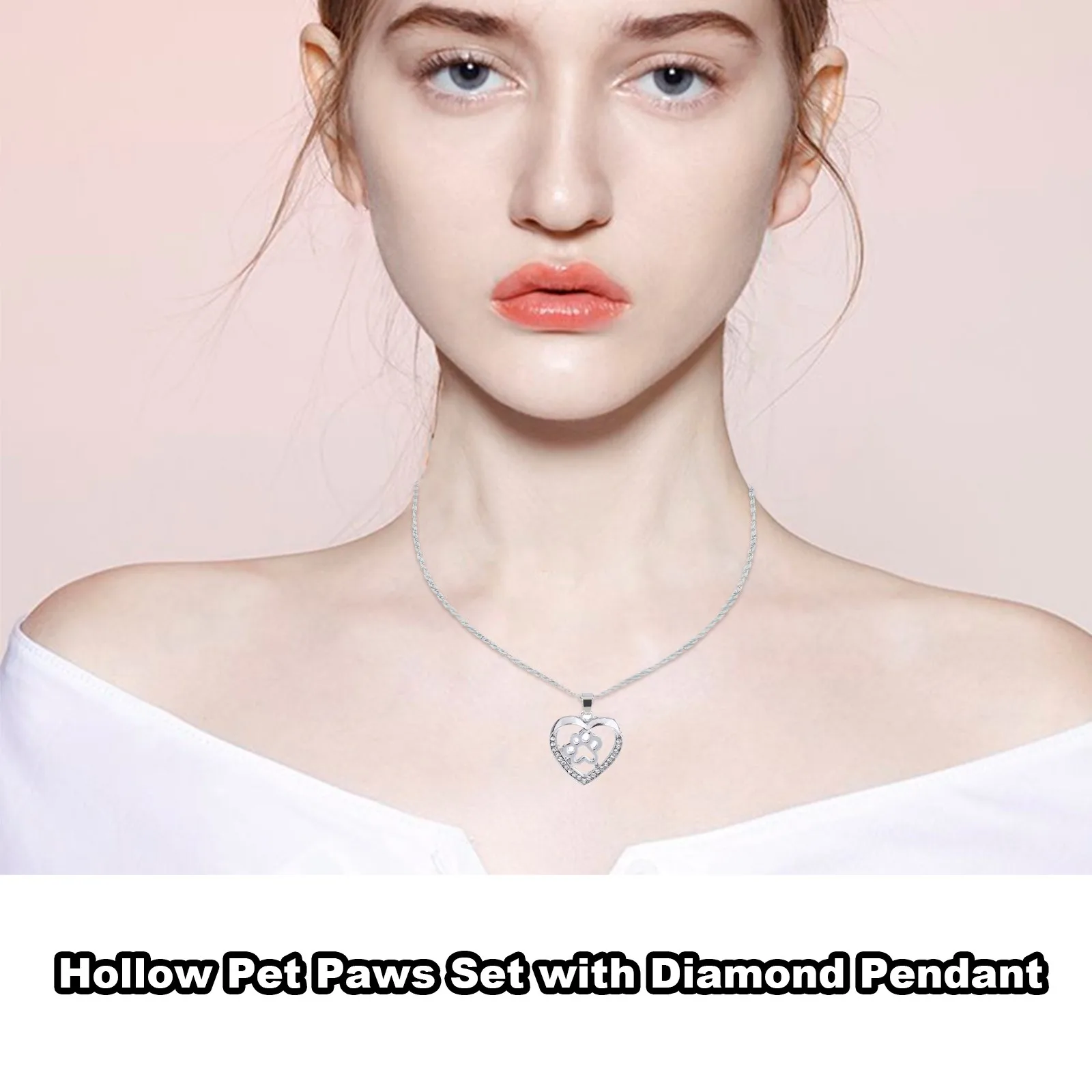 Ажурное ожерелье в виде собачьей лапы с бриллиантовой подвеской цепочка на