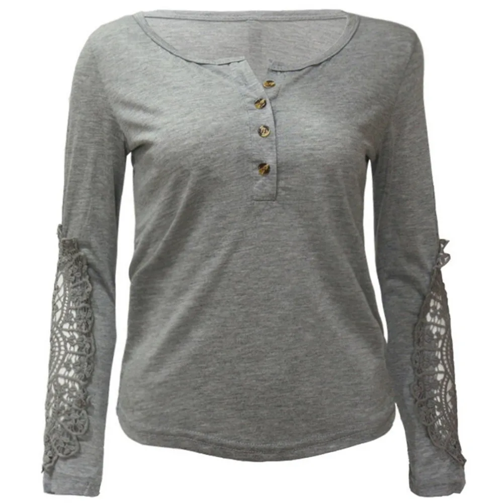 Женская футболка с длинным рукавом серая Повседневная открытым плечом и