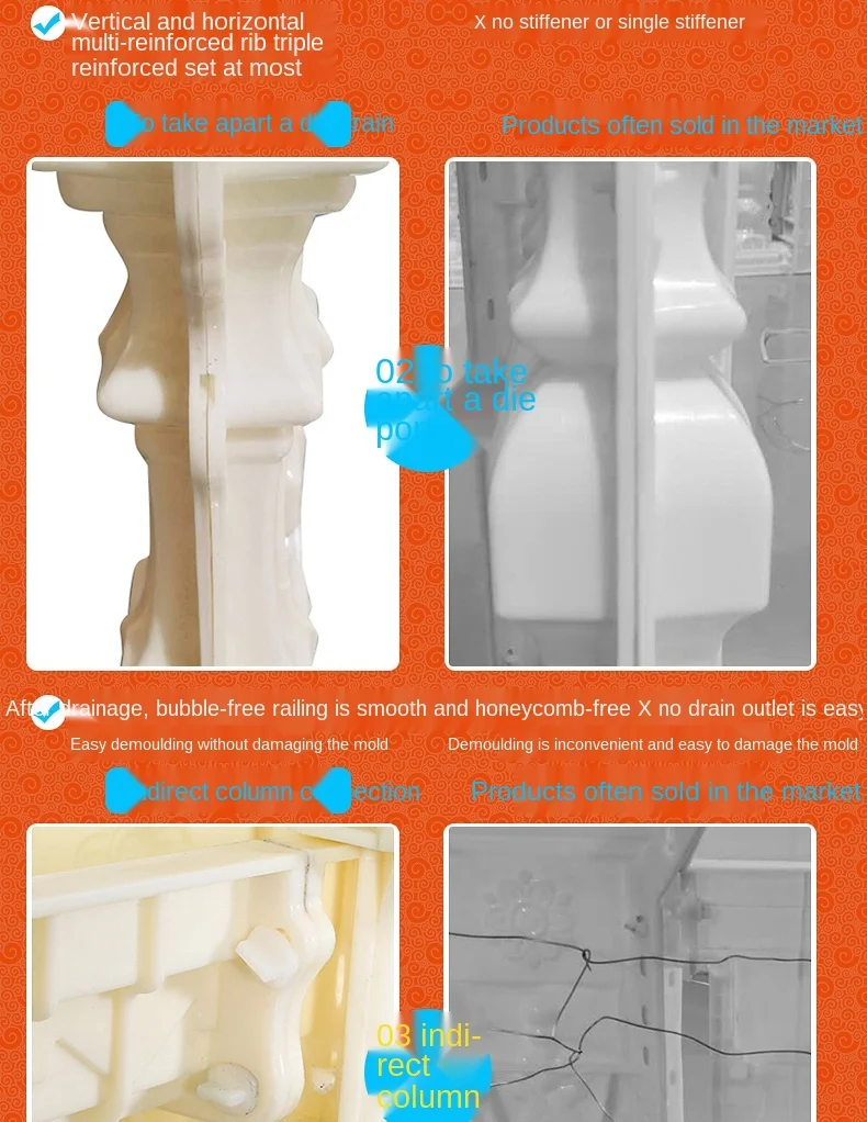 Molde de columna romana de Villa de estilo europeo, valla de balc&oacute;n, barandilla de florero, orqu&iacute;dea fundida en su lugar, columna de hormig&oacute;n, construcci&oacute;n duradera-5