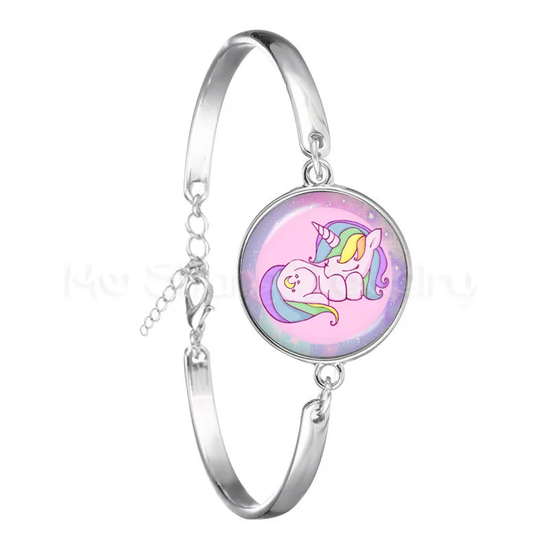 Kawaii Лошадь Единорог цепи браслеты красочные Мультяшные подвески для женщин и