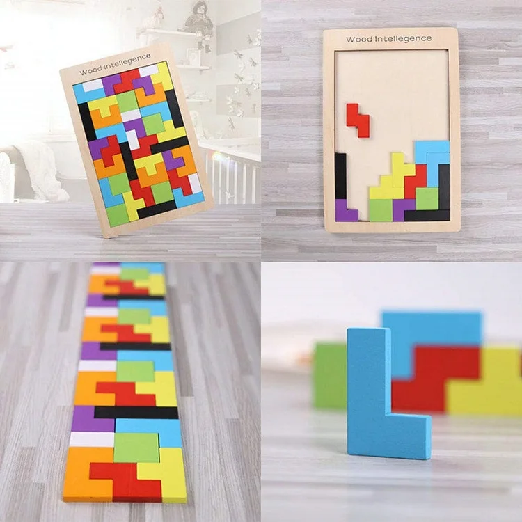 3D Colorf Деревянные Пазлы настольные Игрушки Tangram головоломка Пазлы для детей тетрис игра Развивающие игрушки для малышей деревянный подарок