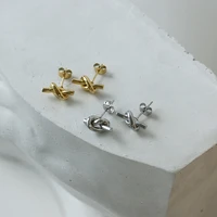 high quality simple knotted earrings stainless steel gold stud earrings for women girls wedding party luxury brand jewelry