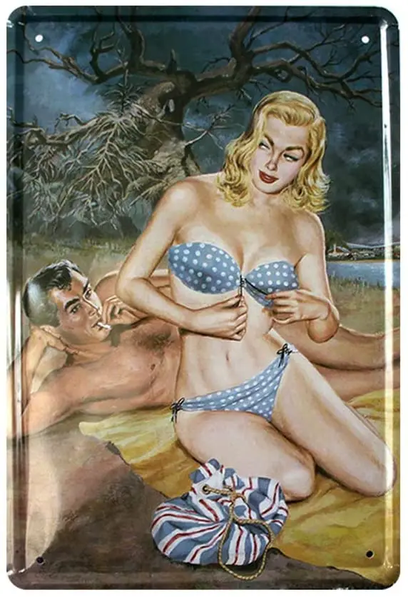 

EICOCO Sexy Girl pin-up (20x30cm) Retro Metal Tin Vintage Wall Art Sign