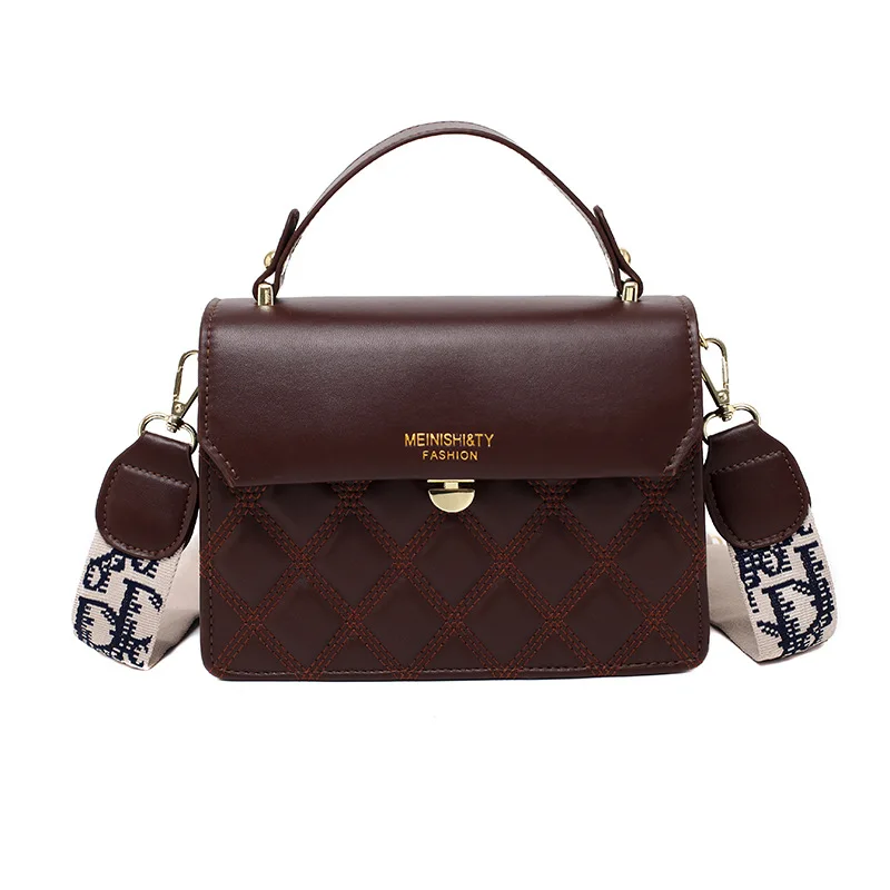 

Women's bag 2021 new diamond bag wild fashion broadband cross-body small square bag luxury style leather ladies shoulder bag