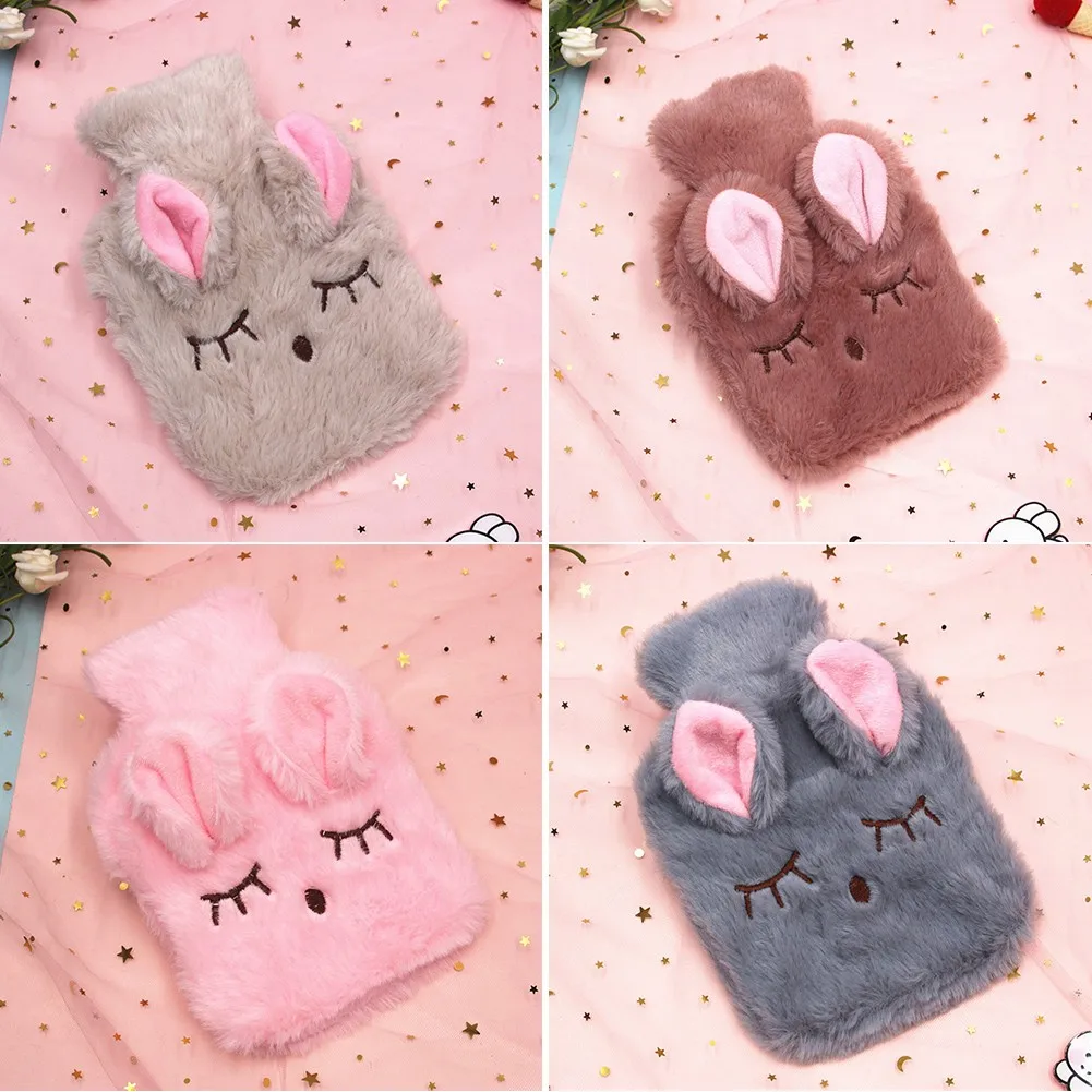 

Cartoon Plush Hot Water Bottle Cover Removable And Cute Animal Water Bag Injection Hot Water Bottle Winter Hand Warmer Supplies