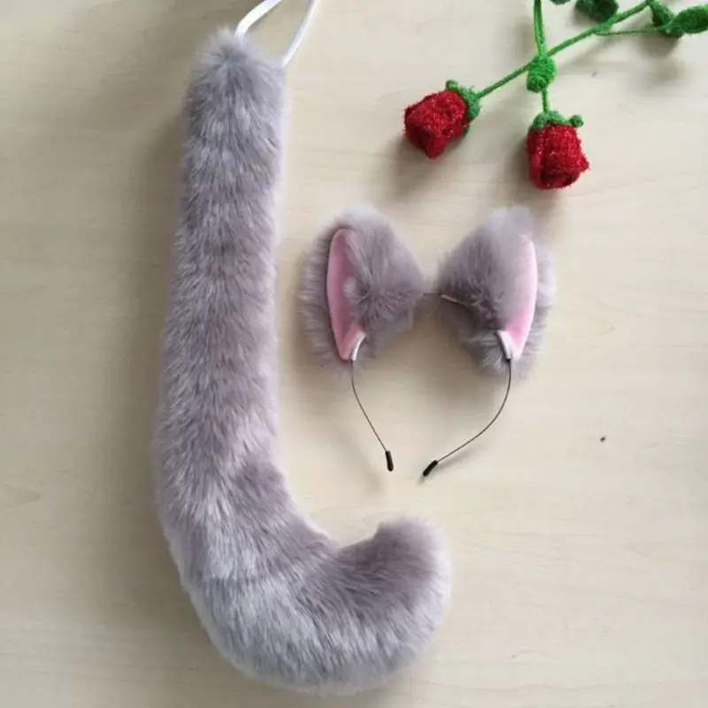 Однотонный плюшевый костюм в стиле аниме для косплея кота и волка бандана с