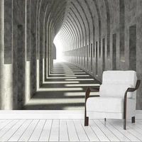 3d wallpaper modern abstract cement road stone corridor end extension background wall living room tv wall paper papel de parede