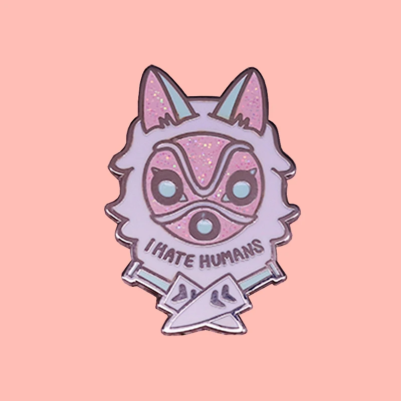 Эмалированная брошь I Hate People Princess Mononoke значок на лацкане Металлическая Булавка из