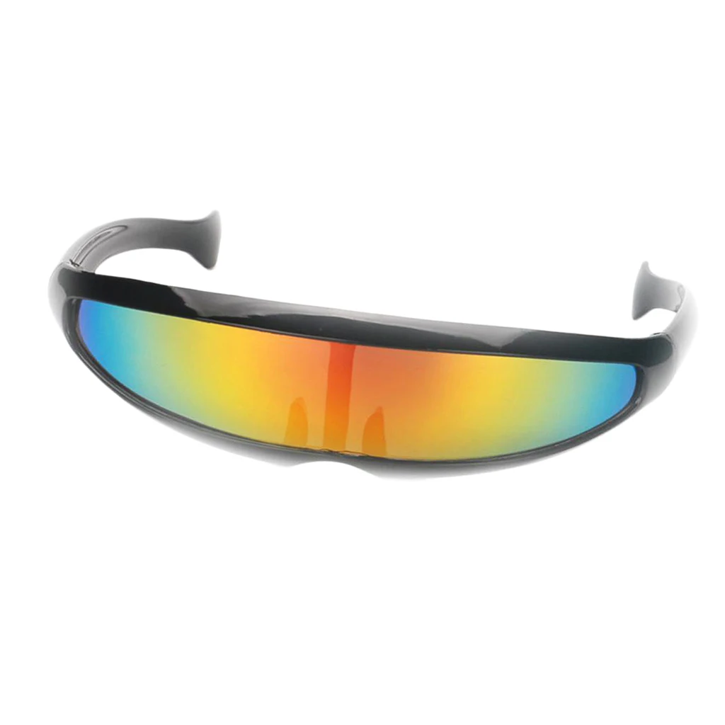 

Futuristic Cyclops Visor Sunglasses with Narrow Mirrored Mono Lens -