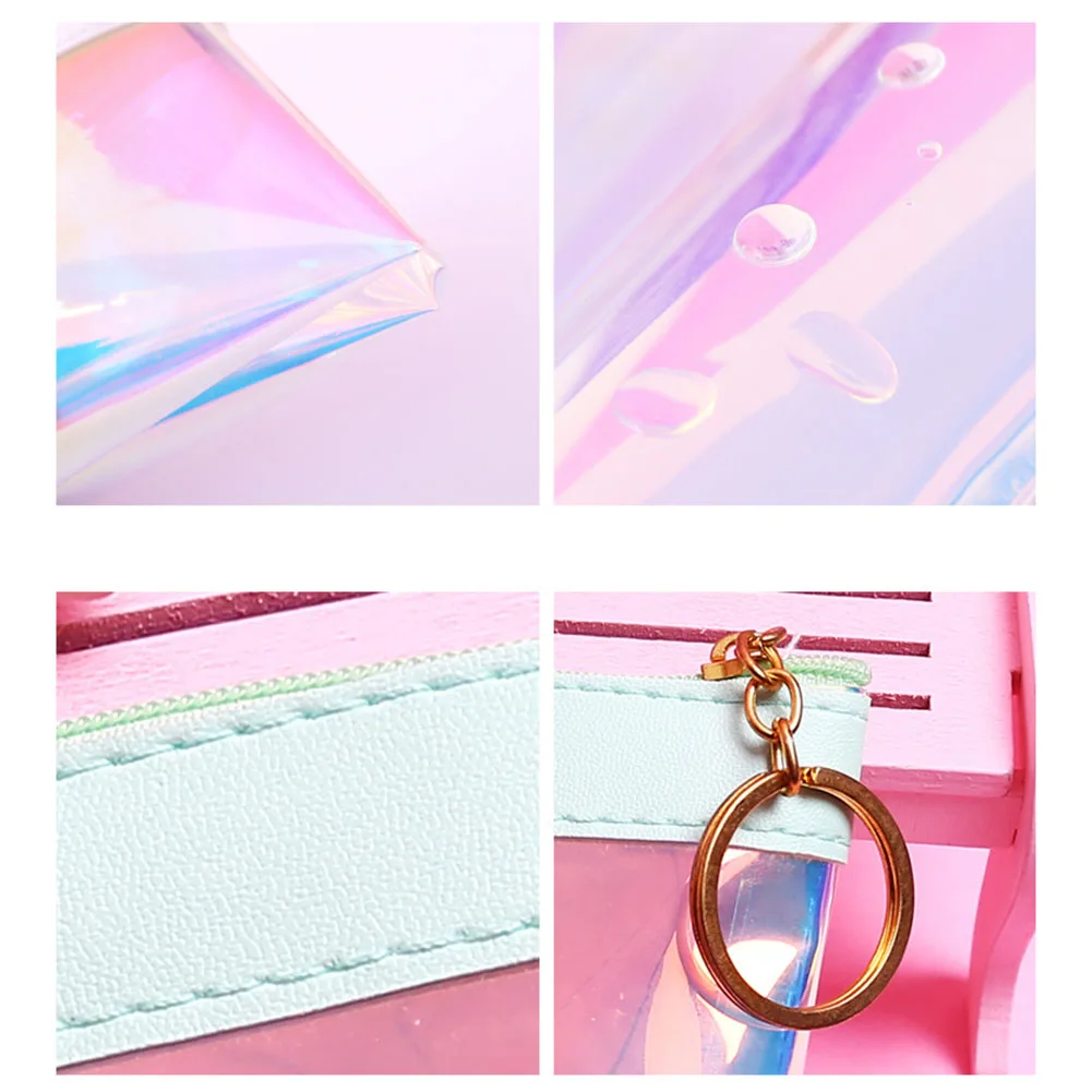 

Coin Wallet Womens Kids Coin Purse Laser Small Transparent PVC Cute Zipper Money Key Earphone Line Coin Holder Purse Bags