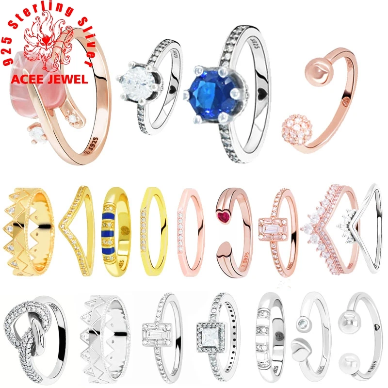 

Trendy 925 Sterling Silver Ring Geometric Crown Multifaceted color Rings for Women Jewelry Engagement Anniversary gift