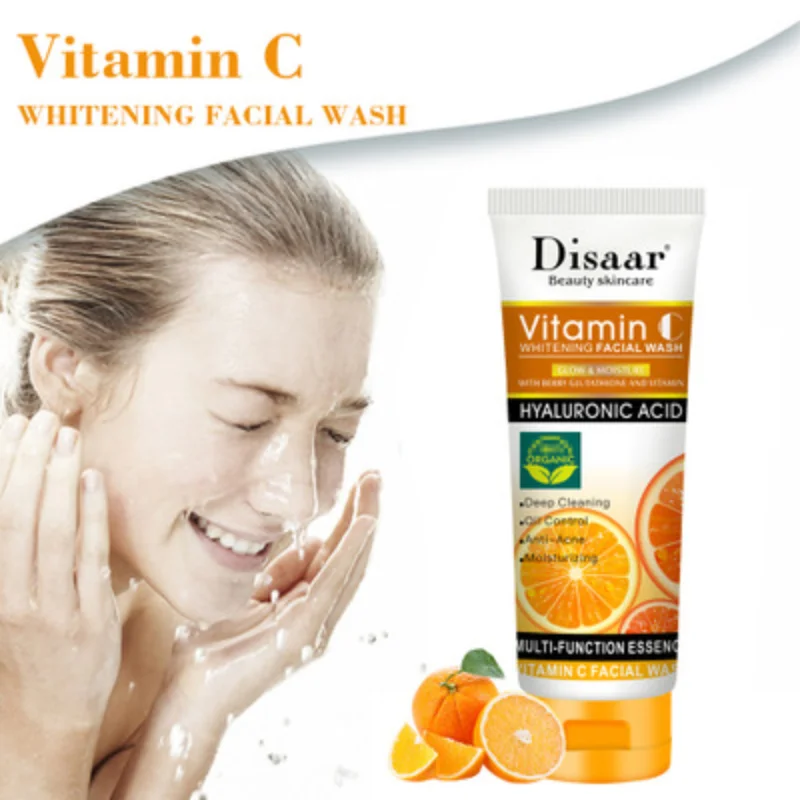 

Facial Cleanser Vitamin C Moisturizing Cleans Whitening Oil-control Wrinkle Reduction Brighten Hyaluronic Acid Skin Care 100ml