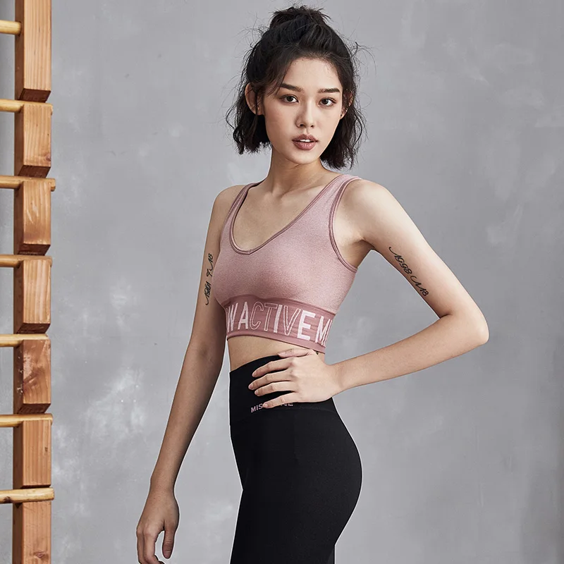 

ZZSLHL Sports Bra Seamless Padded Push Up Fitness Running Gym Underwear Sexy Fitness Bras Breathable Gym High Impact Shockproof