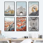 Настенная Картина на холсте, Лиссабонский Уличный дом, винтажные постеры с аркой здания в скандинавском стиле и принты, настенные картины для декора гостиной