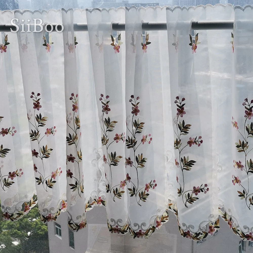 Новинка 2016 модная Цветочная вышивка кружевная полузанавеска эркерная занавеска
