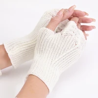 half fingered mittens hand warmer girls soft korean fashion fingerless glove new autumn winter women warm knitted gloves