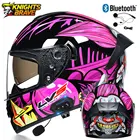 Мотоциклетный шлем с Bluetooth, закрытый шлем для мотокросса, с двойными стеклами