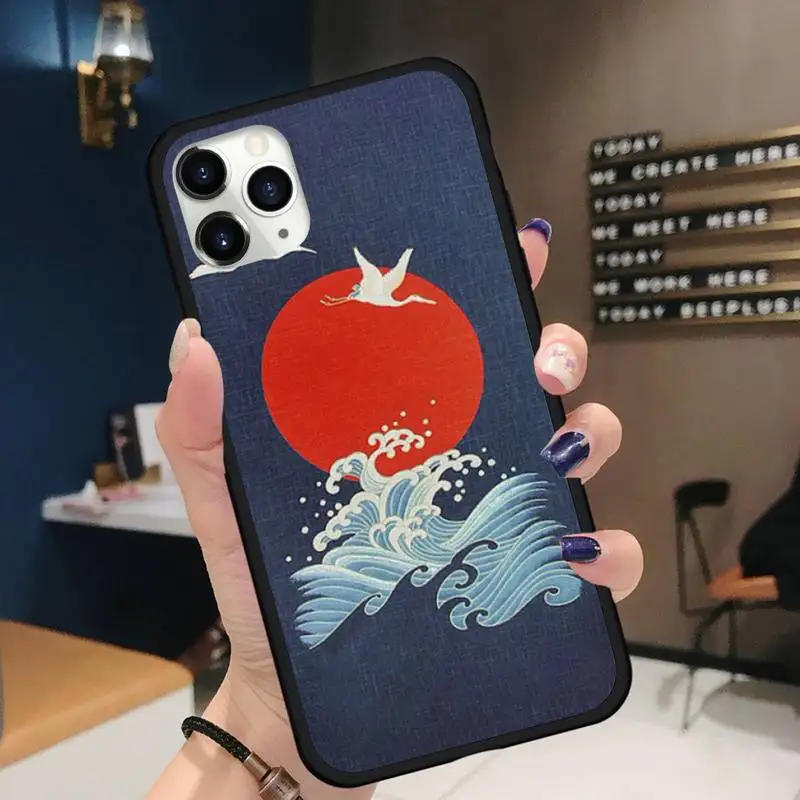 

Chinese Style God Beast Crane Painting Phone Case for iPhone 11 12 pro XS MAX 8 7 6 6S Plus X 5S SE 2020 XR Soft silicone