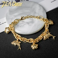 zea dear jewelry fashion fish flower charm bracelets women hand chains link chain bracelet high quality for engagement gift