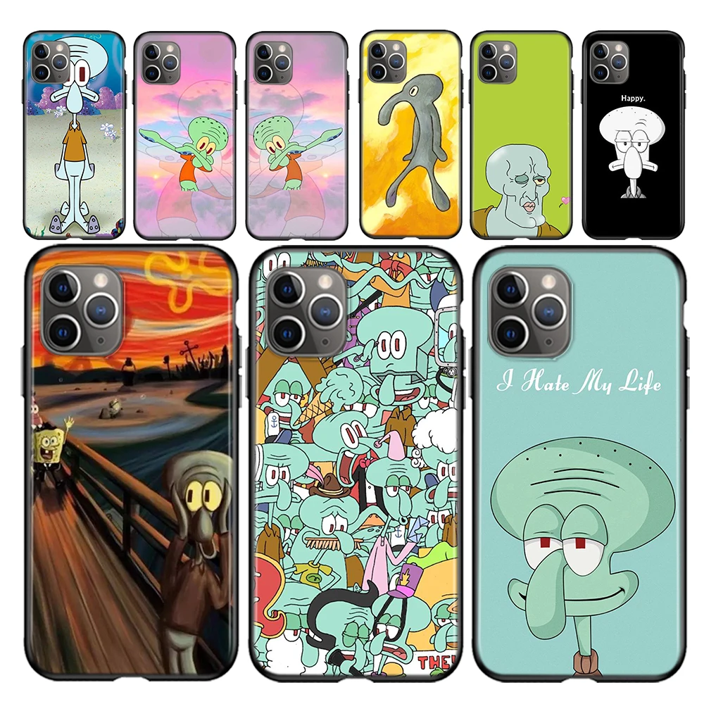 

Cartoon Squidward Tentacles Silicone Cover For Apple Iphone 12 Mini 11 Pro XS MAX X XR 6 7 8 Plus 6S 5 5S SE Phone Case
