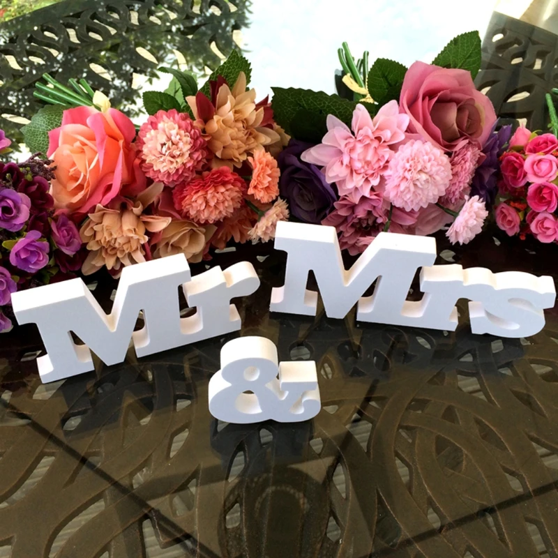 

Свадебные украшения Mr Mrs белые деревянные буквы знак для милый декор стола