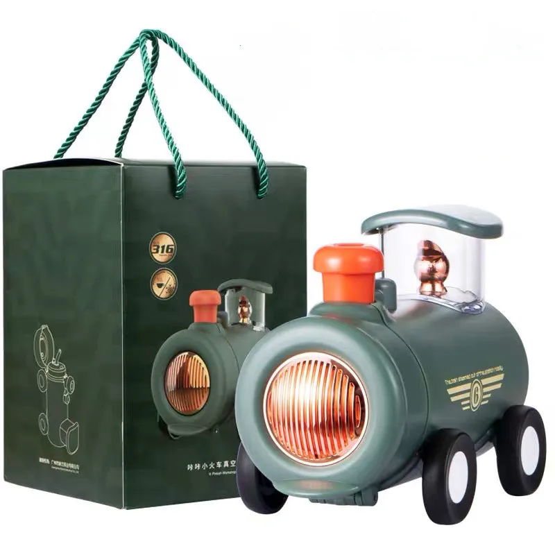 

316 Stainless Steel Vacuum Flask Cartoon 300ML/400ML Train Plane Shape Milk Coffee Mug Tumbler Water Bottle Thermos Kid's Gift