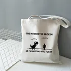 Симпатичные сумки-тоуты на ремне, милая Холщовая Сумка-тоут с принтом картин, многоразовая женская сумка-шоппер