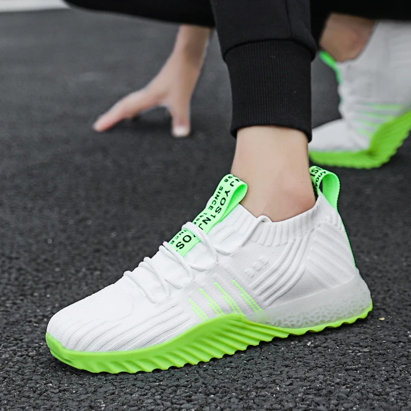 Мужские теннисные туфли на шнуровке спортивная обувь дышащие сетчатые кроссовки