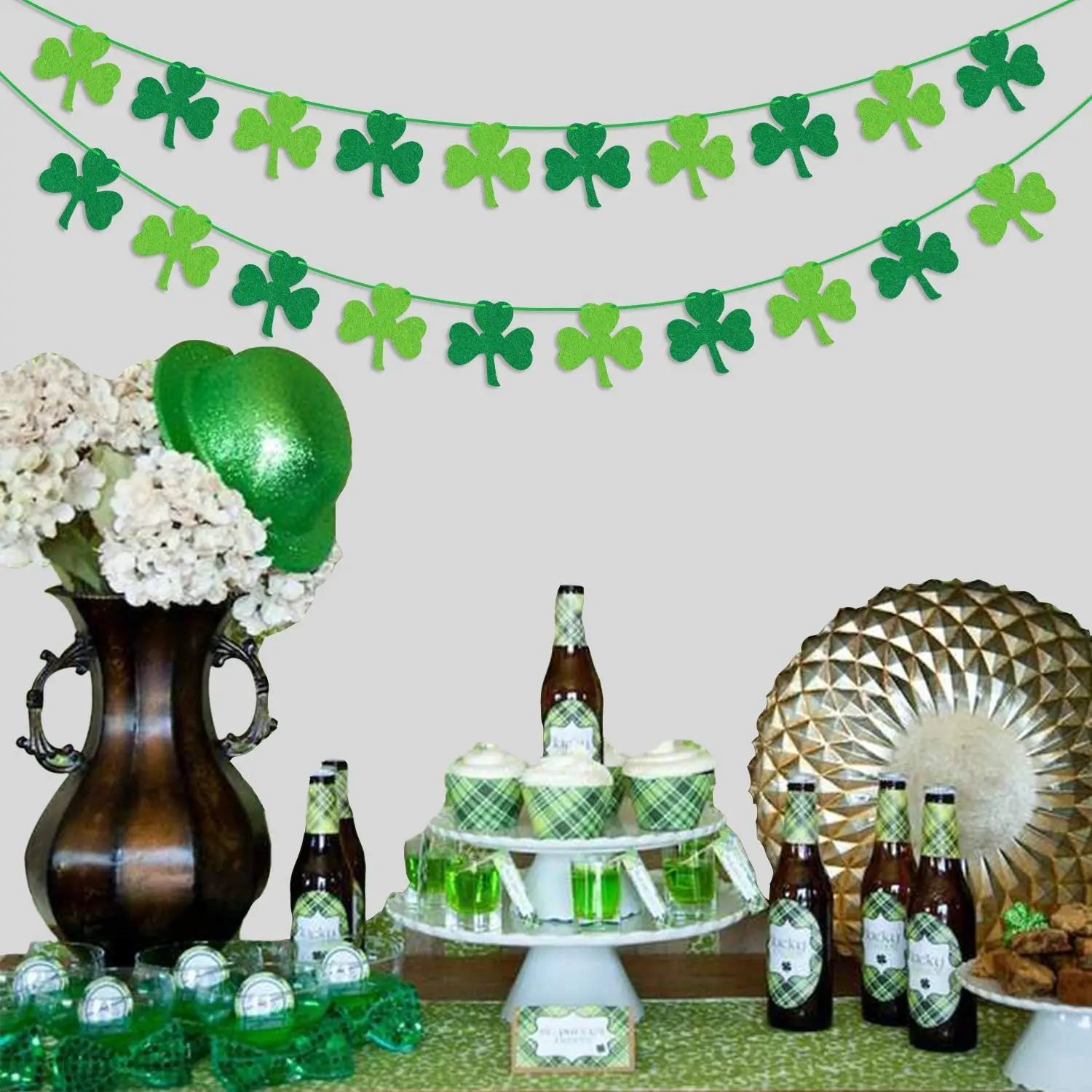 

Felt Fabric Green Shamrock Banner St. Patrick's Day Decorations Irish Spring Birthdays Party Supplies Clover Lucky Garland Decor