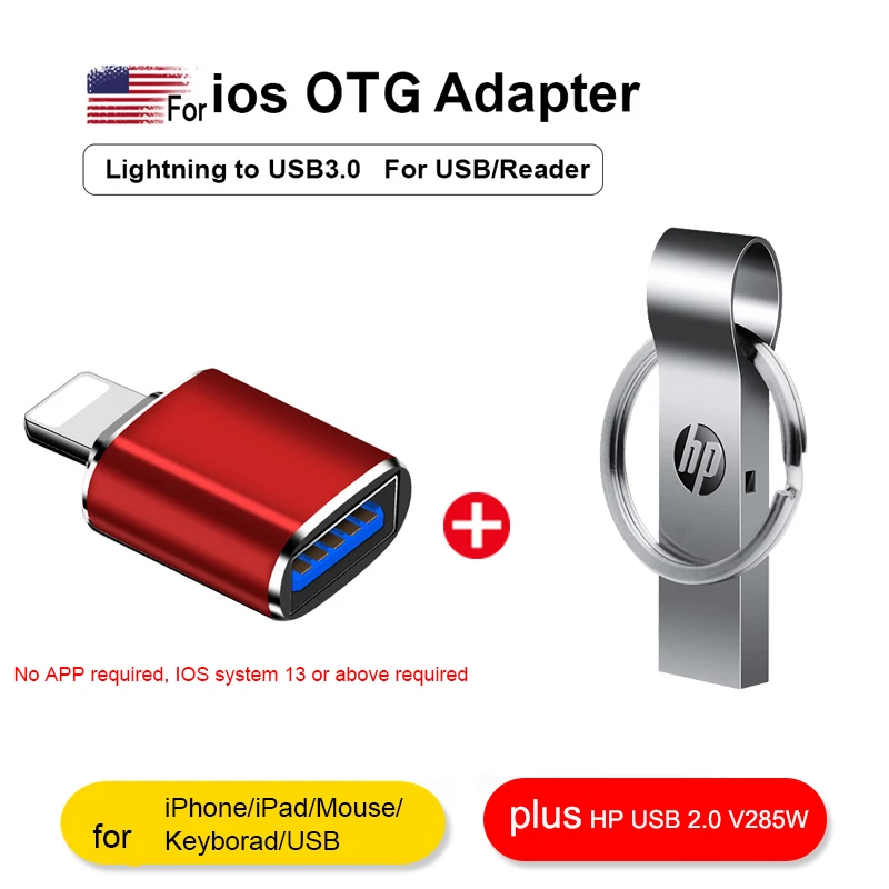 Адаптер для камеры HP Lightning USB iphone V285W 16 ГБ 32 64 iPhone 7 8 6 6s Plus 11Pro/iPad/Mouse/Keyborad|USB