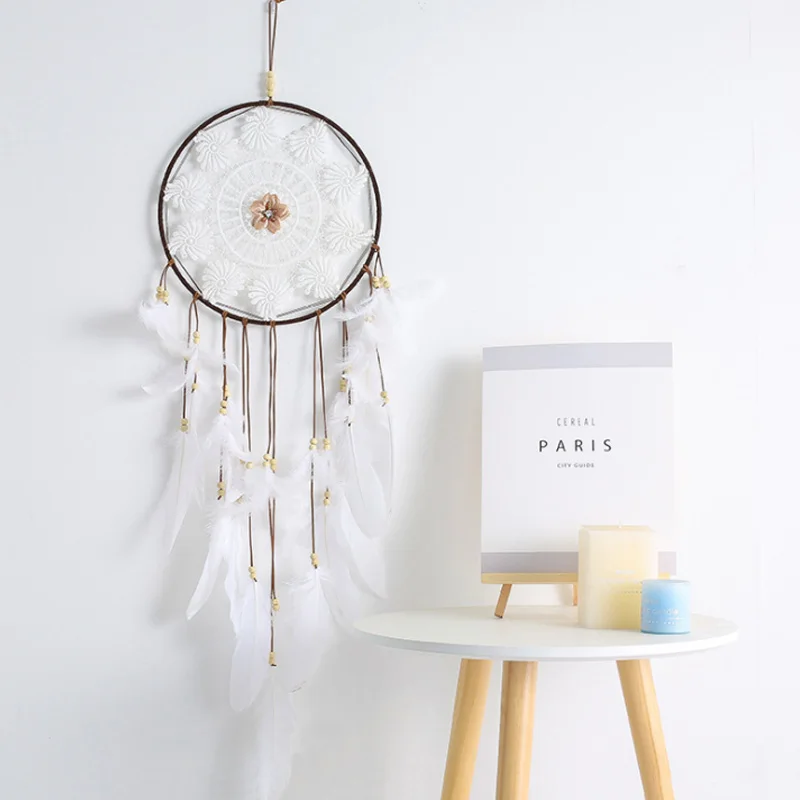 Indian Dreamcatcher hanging ornaments large wedding white feather pendant dream net wind chime creative wall XR165 | Дом и сад