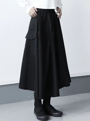 Женская тонкая юбка средней длины с карманами|Женские юбки| |